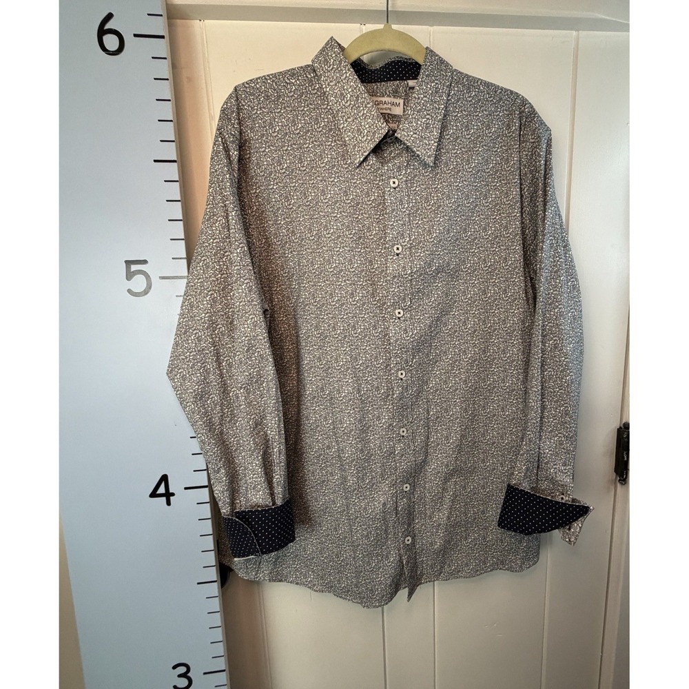 Nick Graham Everywhere Black & White Paisley Stretch Modern Fit Size 2XL